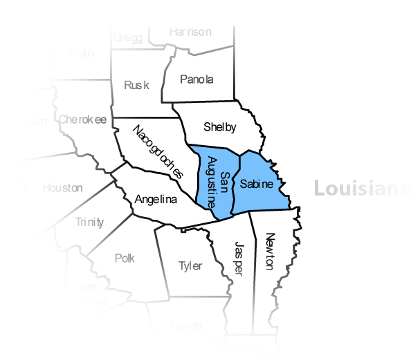San Augustine and Sabine Counties